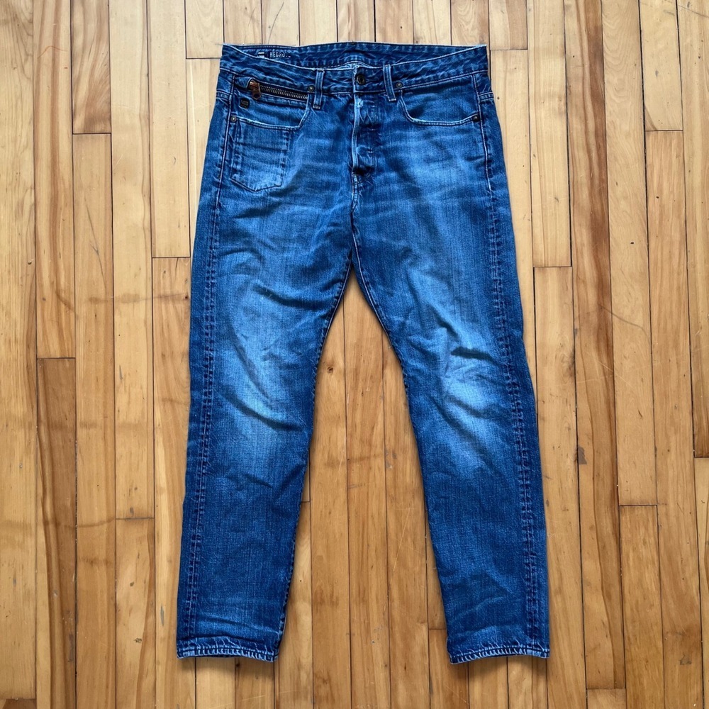 G Star Raw Hedro Tapered Jeans Mens Blue Denim Button Fly Pockets W32 x L32
